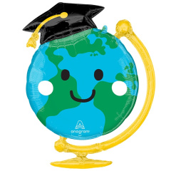 A Шар (29''/74 см) Фигура, Глобус, Веселый выпускник, 1 шт. в уп.