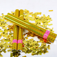 Пневмохлопушка, Золото, Конфетти металлик, 30 см, 1 шт.